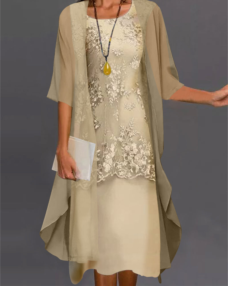 Elegant Two-Piece Chiffon Dress – Viviana