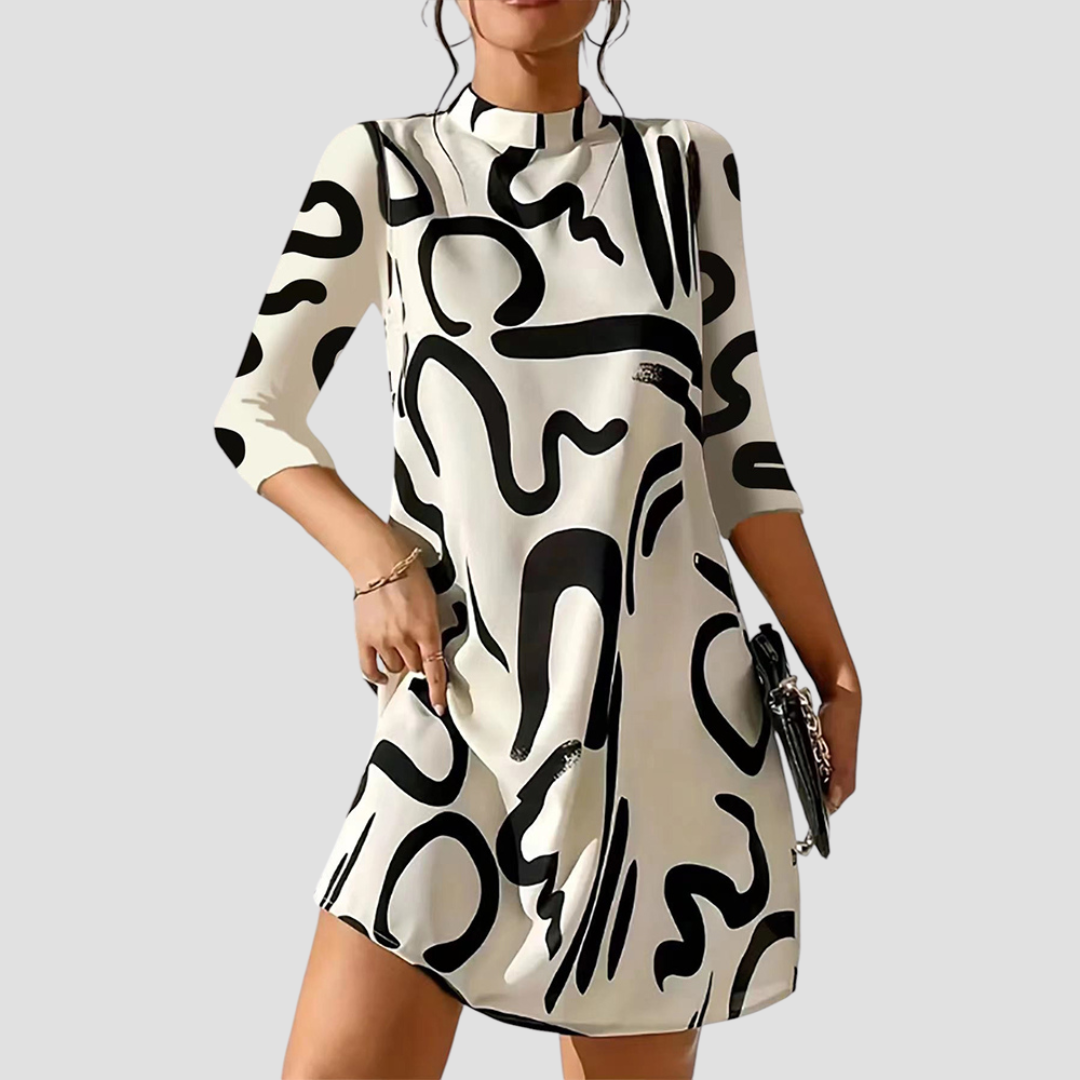 Mini dress with long sleeves & round neckline – Elanora
