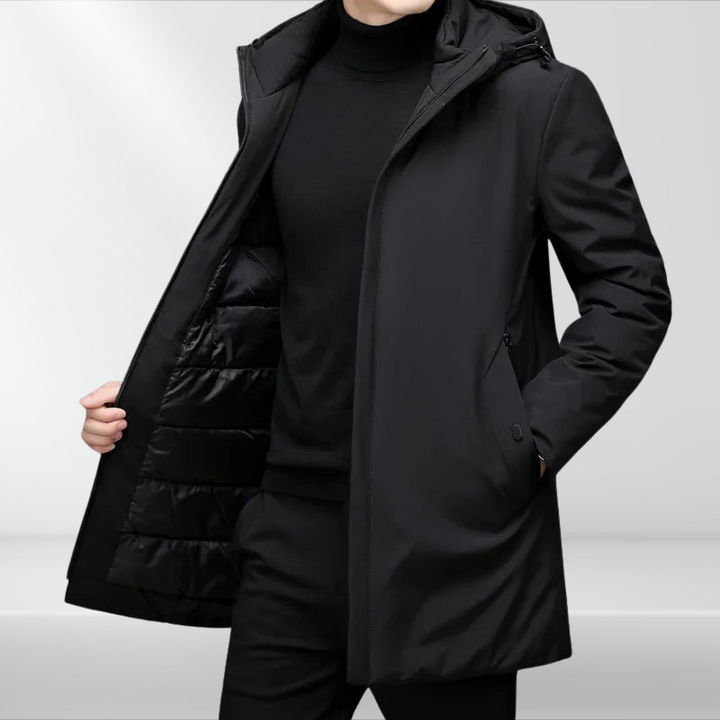 Classic men's hooded jacket with duck down filling – Matteo