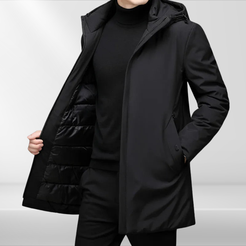 Classic men's hooded jacket with duck down filling – Matteo