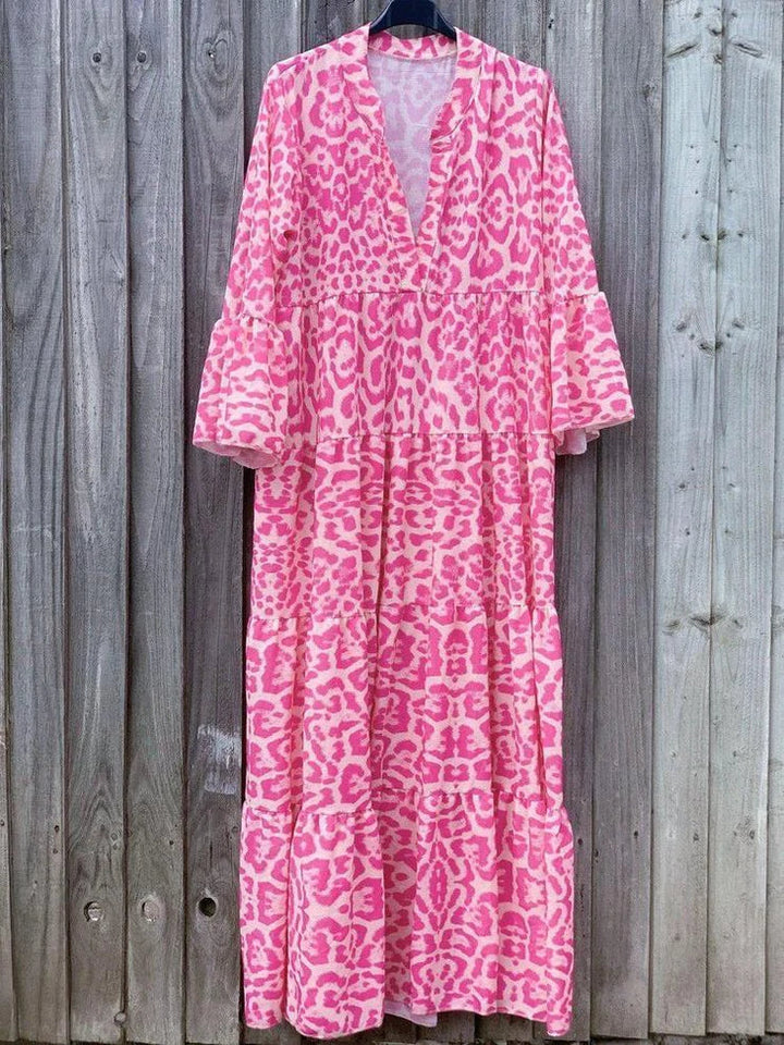 Elegant maxi dress with pink leopard print - ChicSafari