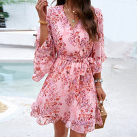 Summer dress with floral pattern and lace – Liora