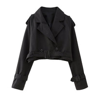 Trendy kort dame trenchcoat med bælte – Amelie