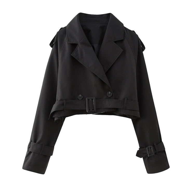Trendy kort dame trenchcoat med bælte – Amelie
