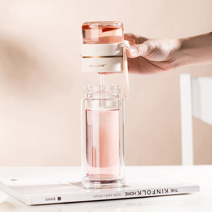 Dobbeltvæggede glasvandflaske med tesi - PureBrew