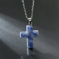 Necklace with Cross made of Natural Gemstones – Seraphina