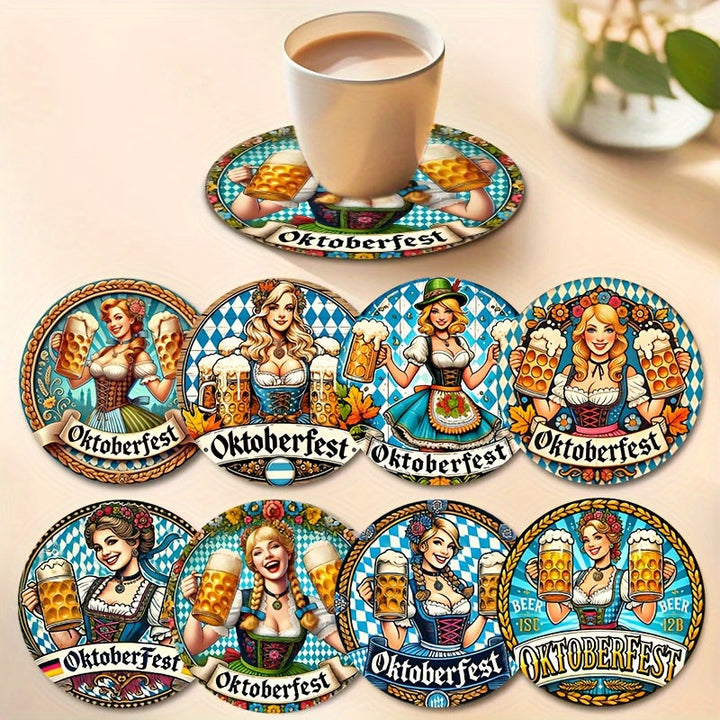 Wood Coaster Set (2×8 Pieces) – BeerGirl Oktoberfest 2025