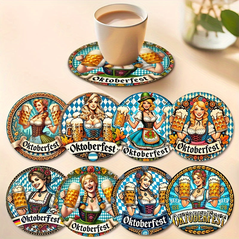 Wood Coaster Set (2×8 Pieces) – BeerGirl Oktoberfest 2025