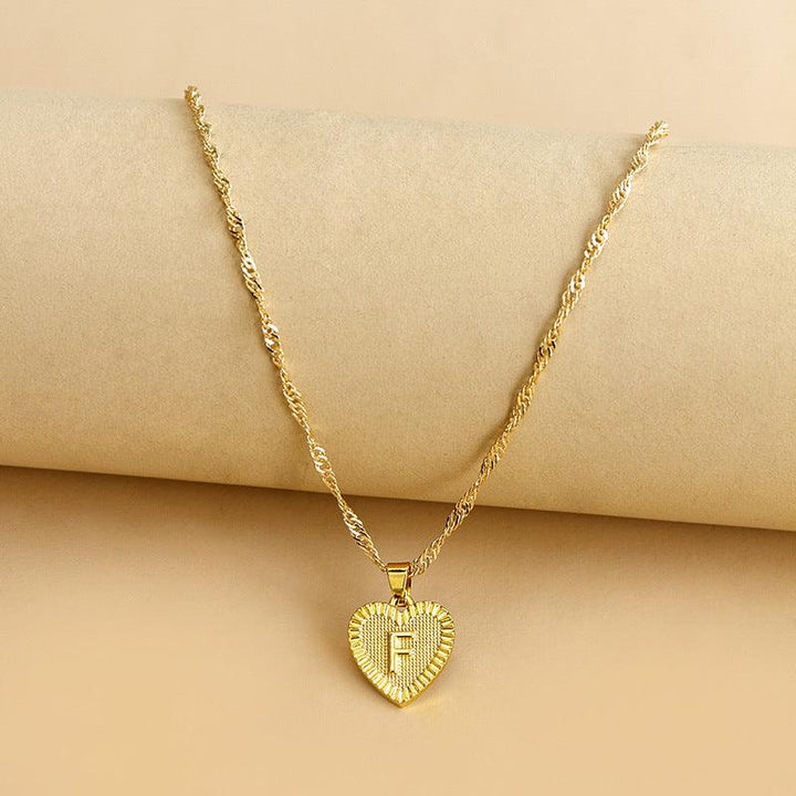 Golden Initial Heart Pendant Necklace - Amara
