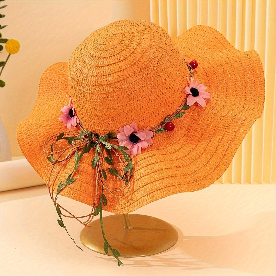Women's Summer Straw Hat with Flower and Fruit Details – Solène