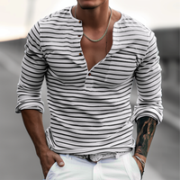 Camiseta Henley a rayas con mangas largas – Ewan