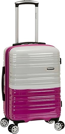 Light expandable hard shell suitcase with double spinner wheels