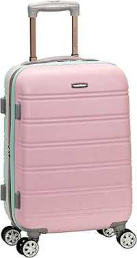 Light expandable hard shell suitcase with double spinner wheels