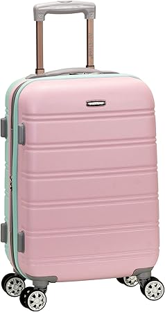Light expandable hard shell suitcase with double spinner wheels