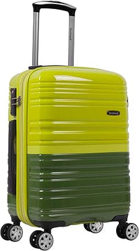 Light expandable hard shell suitcase with double spinner wheels