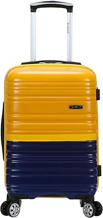 Light expandable hard shell suitcase with double spinner wheels