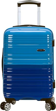 Light expandable hard shell suitcase with double spinner wheels