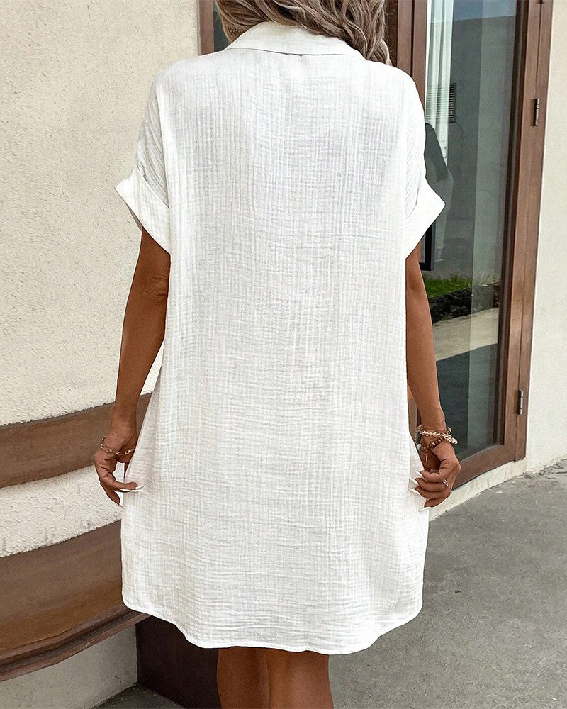 Summer dress with button closure and short sleeves – Lotte