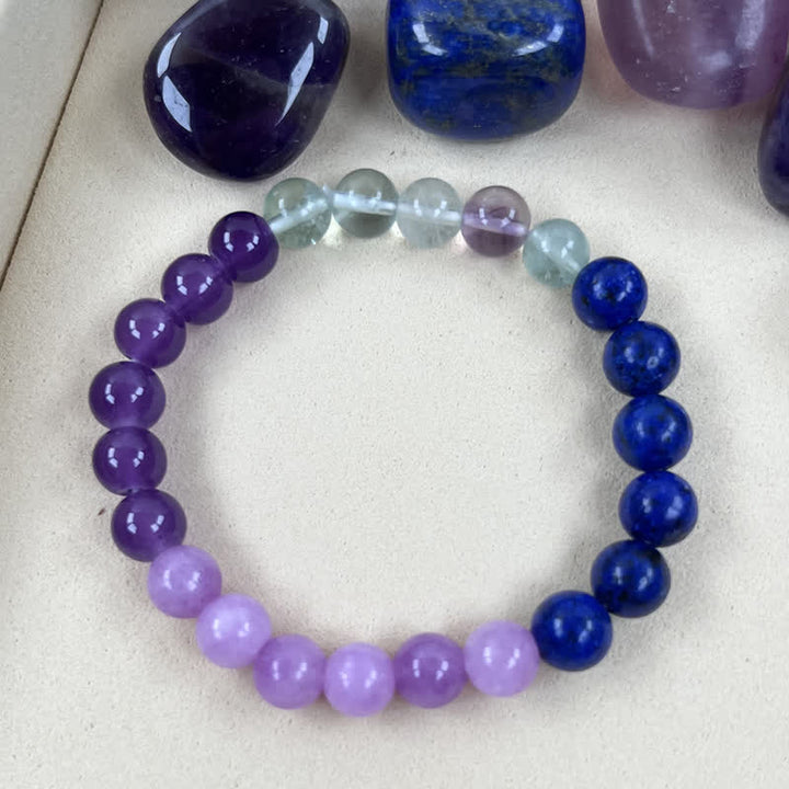Anti-Anxiety Amethyst, Lepidolite, and Lapis Lazuli Bracelet - Aurora