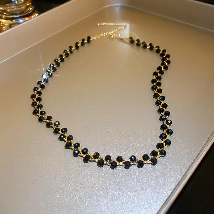 Double Crystal and Pearl Necklace – Amira