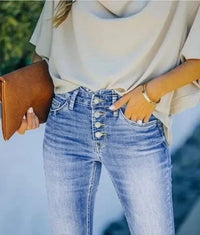 Trendy Denim Pants with High Waist - Mila