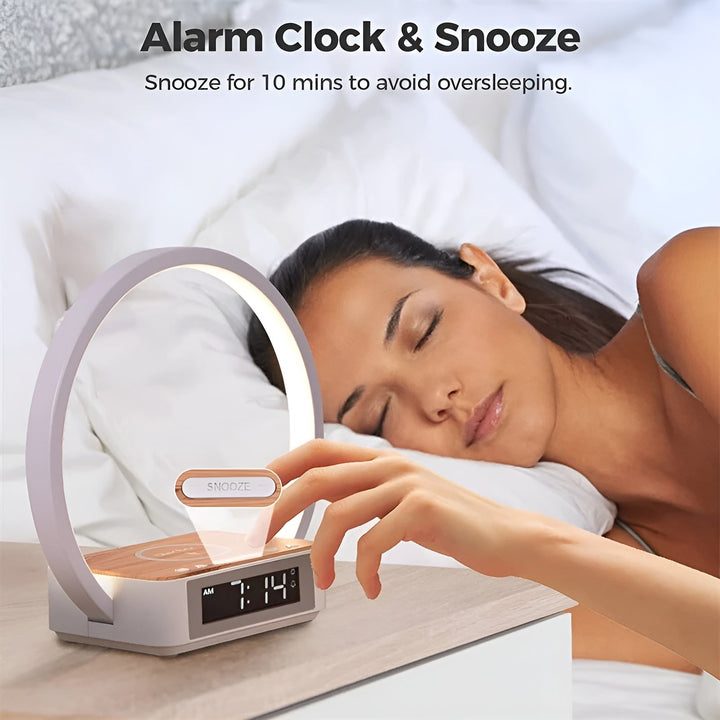 Design bedside lamp with charger and gentle wake-up function - LumoRise
