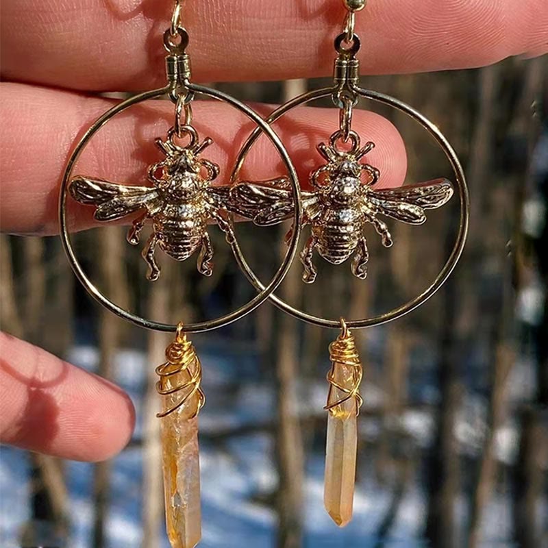 Natural Crystal Moon Star Earrings – Elara
