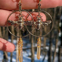 Natural Crystal Moon Star Earrings – Elara