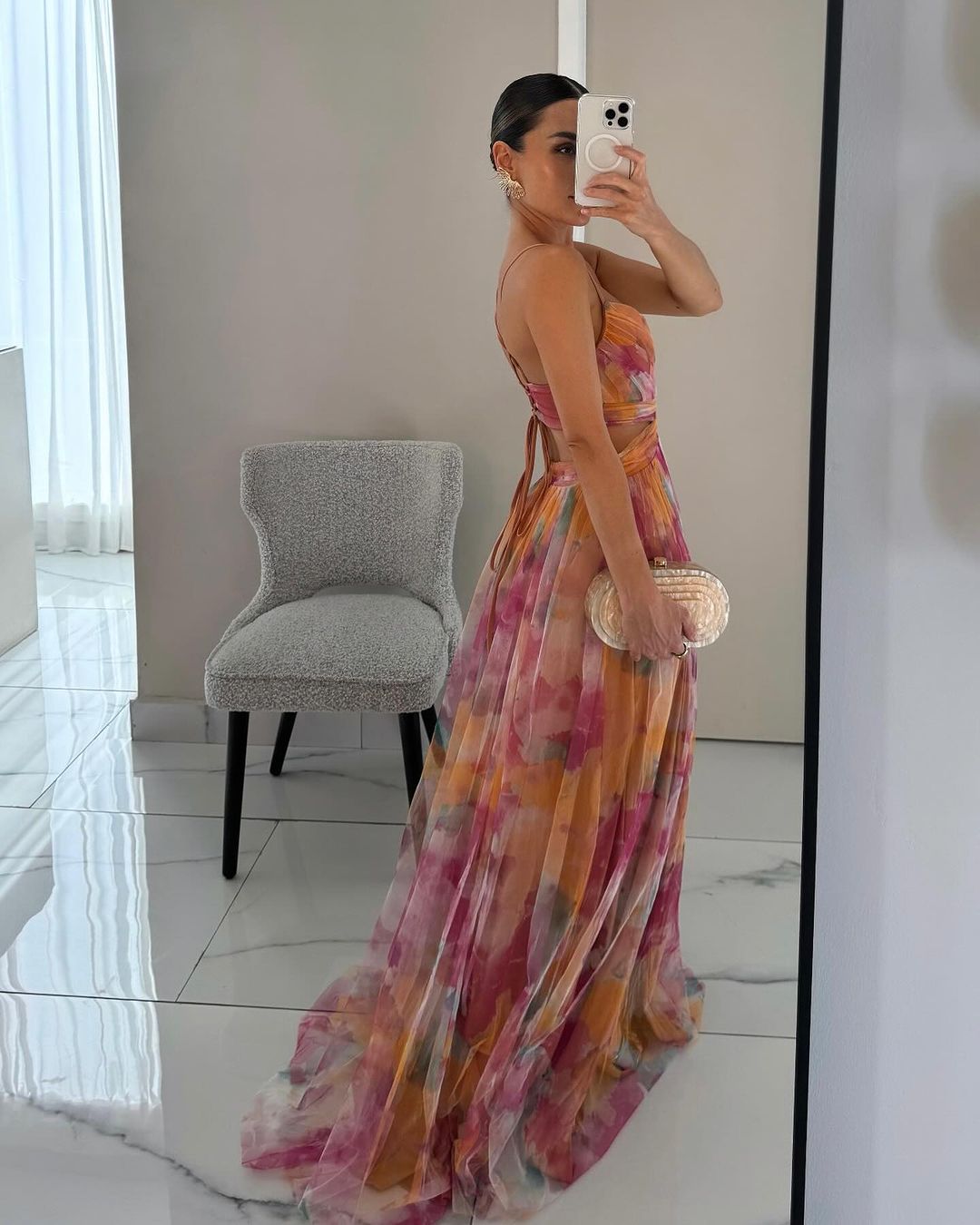 Elegant mesh maxi dress with figure-hugging cut – Camille