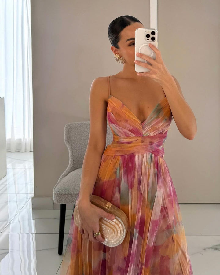 Elegant mesh maxi dress with figure-hugging cut – Camille