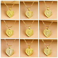Golden Initial Heart Pendant Necklace - Amara