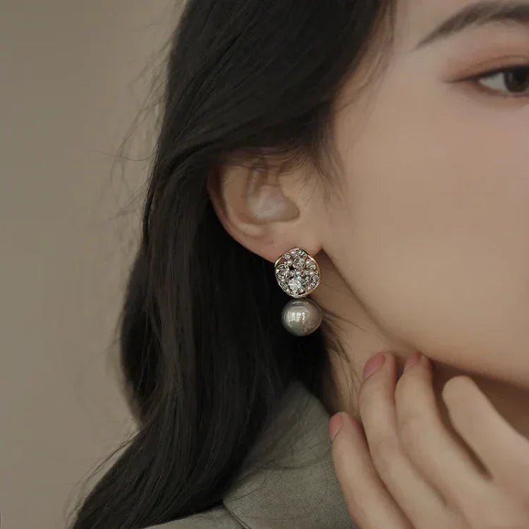Gray/Taupe Luxury Crystal Pearl Earrings – Eloria