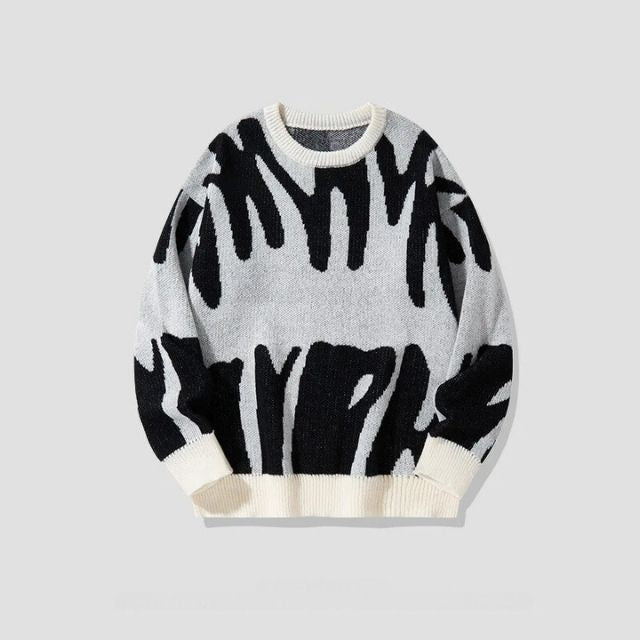 Pullover med dristigt abstrakt mønster - Tobias