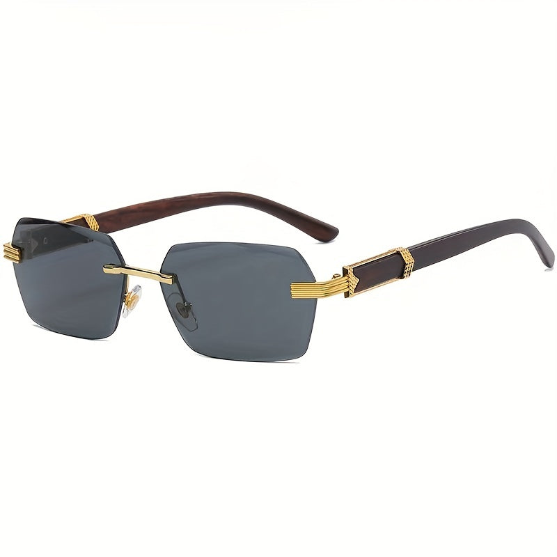 Randlose Sonnenbrille mit Rechteckigen Gläsern und Kunstholz-Bügel – Verro