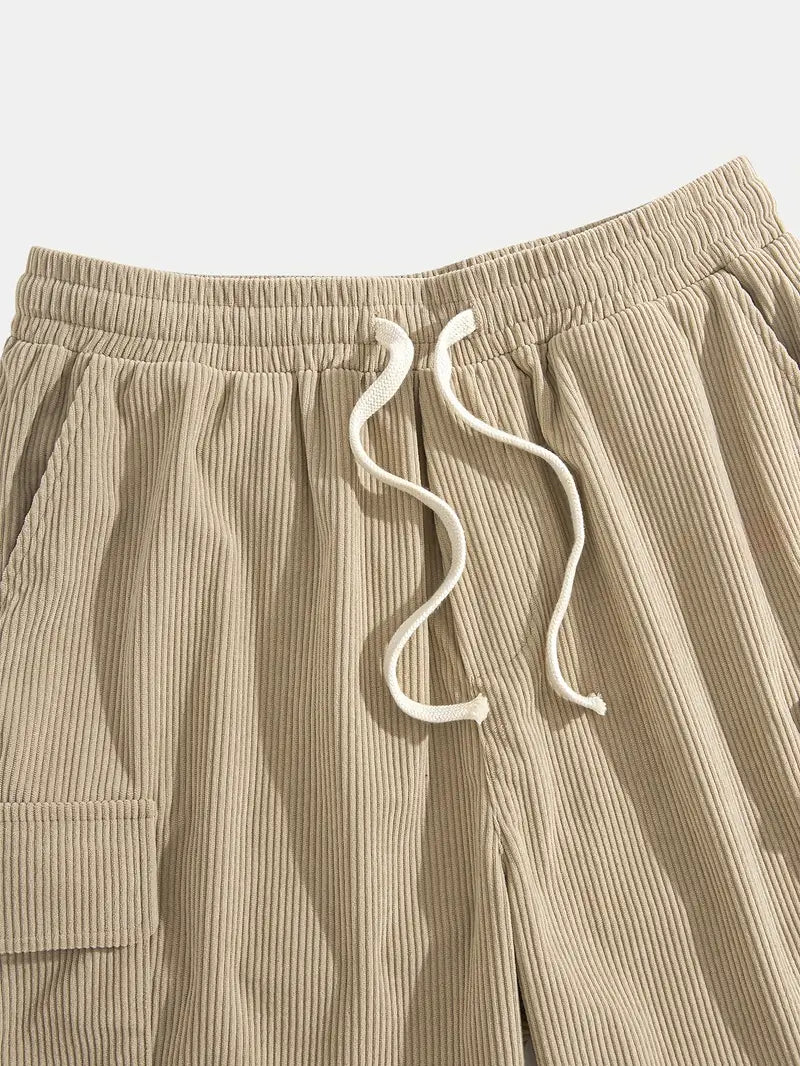 Trendy Beige Corduroy Cargo Summer Pants – Tobias