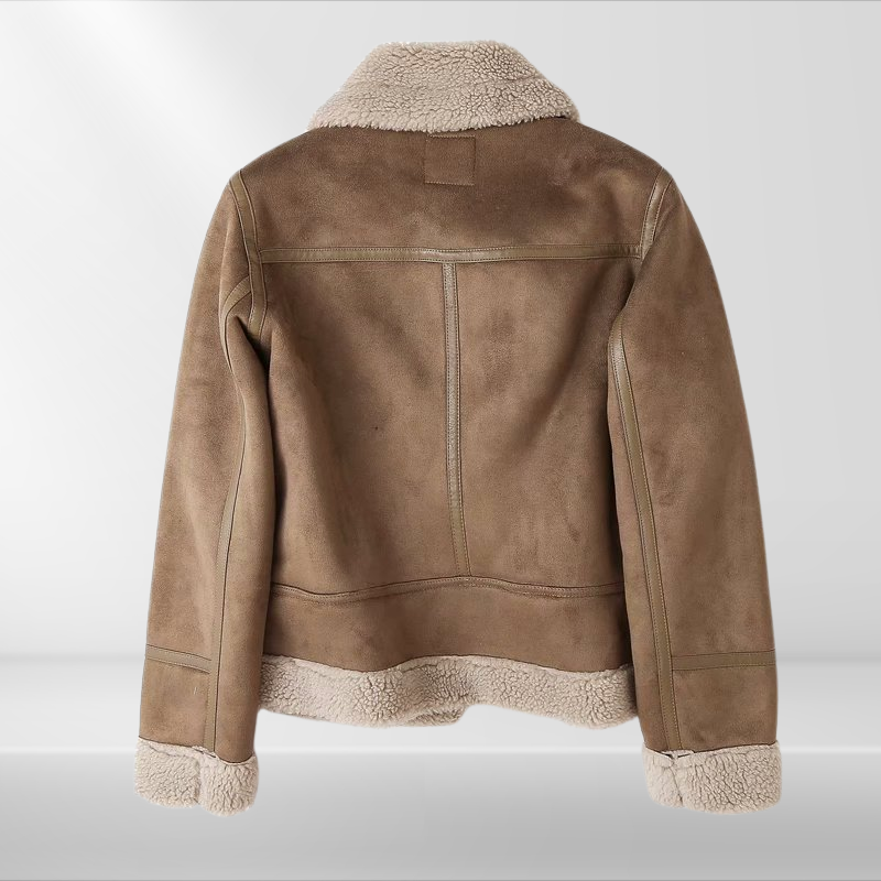 Women's Sherpa Fleece Bomber Jacket with Zipper – Amira