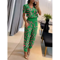 Trendy women's jumpsuit with short sleeves & wide legs – Alina