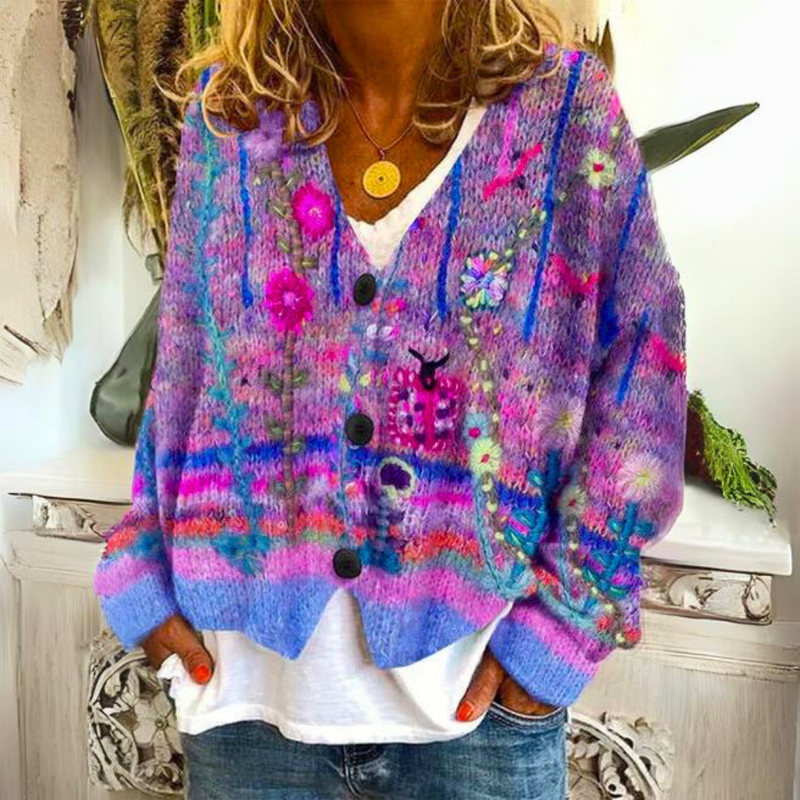Chaqueta de punto cálida para mujer con estampado – Liv