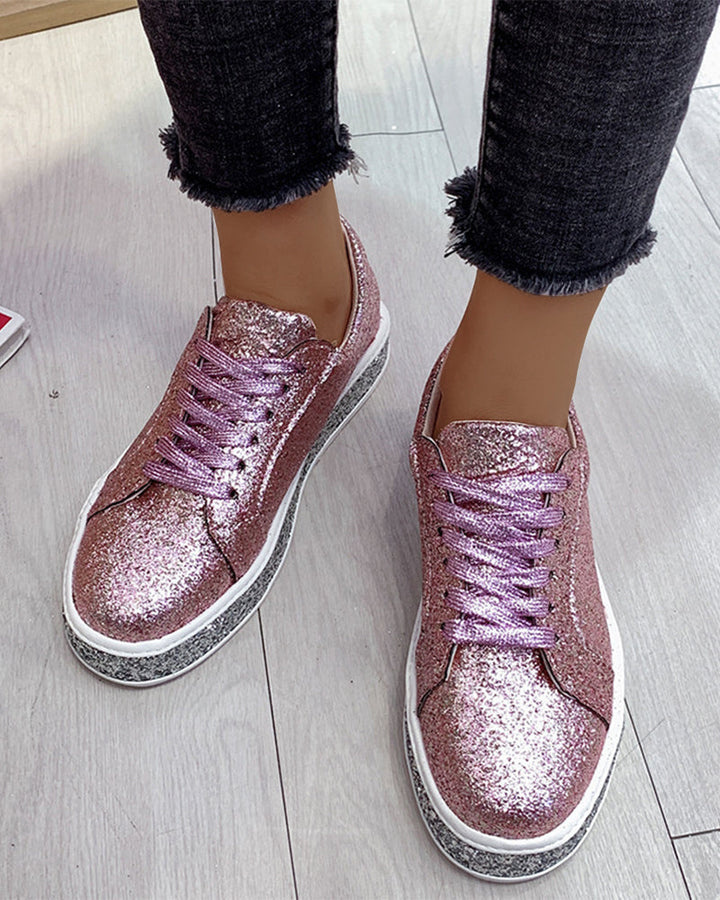 Stylish Platform Glitter Women's Sneakers - Sienna