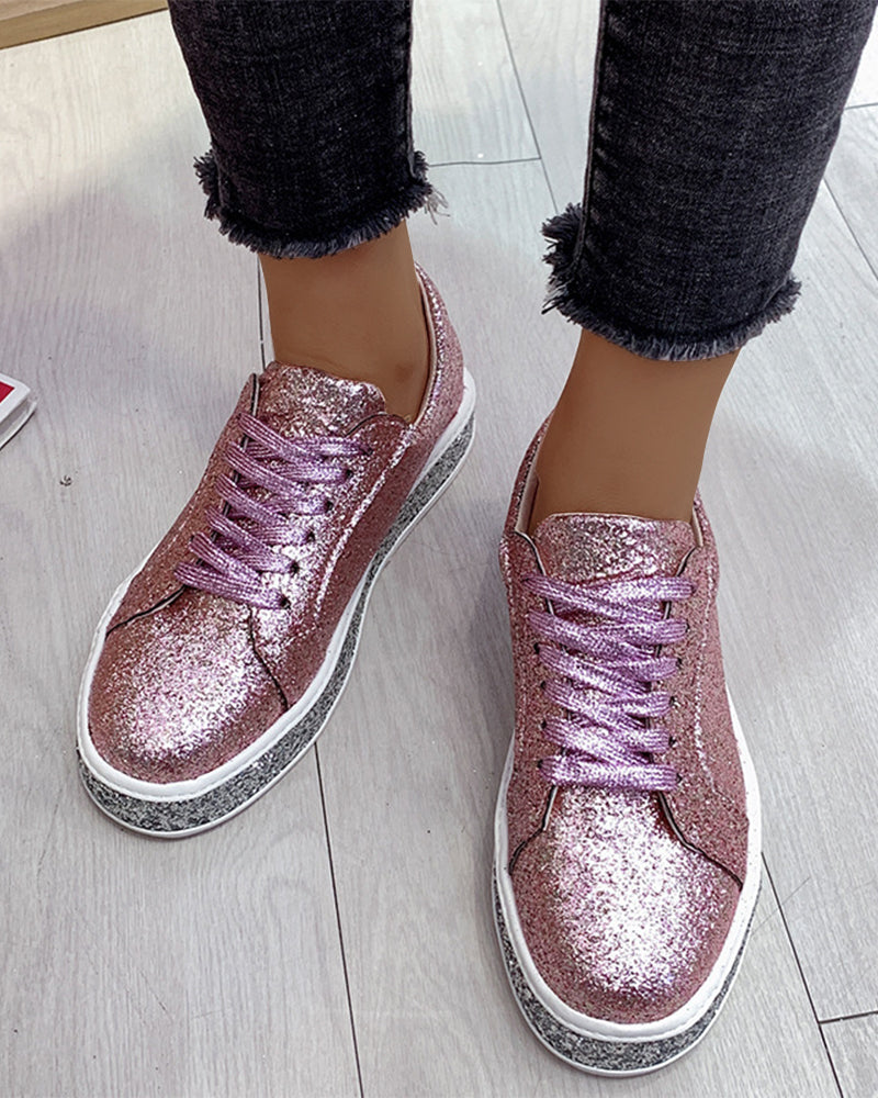 Stylish Platform Glitter Women's Sneakers - Sienna