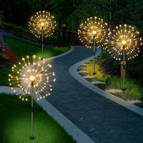 Wasserdichte Solar-Gartenlampe mit Feuerwerkeffekt – SparkGlow