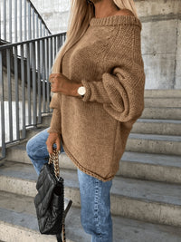 Loose knitted women's sweater with off-shoulder design – Amira