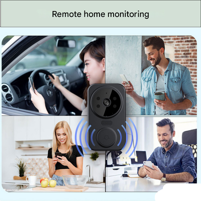 Schwarze smart Wi-Fi dørklokke med kamera – Noctiq