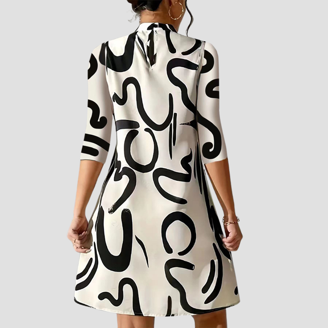 Mini dress with long sleeves & round neckline – Elanora