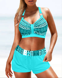 High-Waisted Bikini with Geometric Pattern – Serena