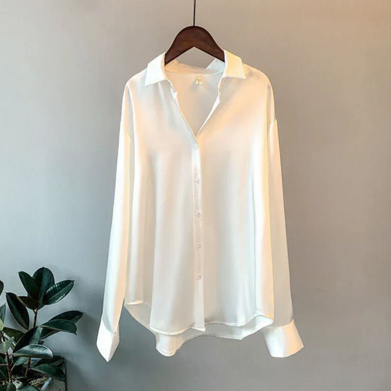 Stilig sateng damebluse - Elina