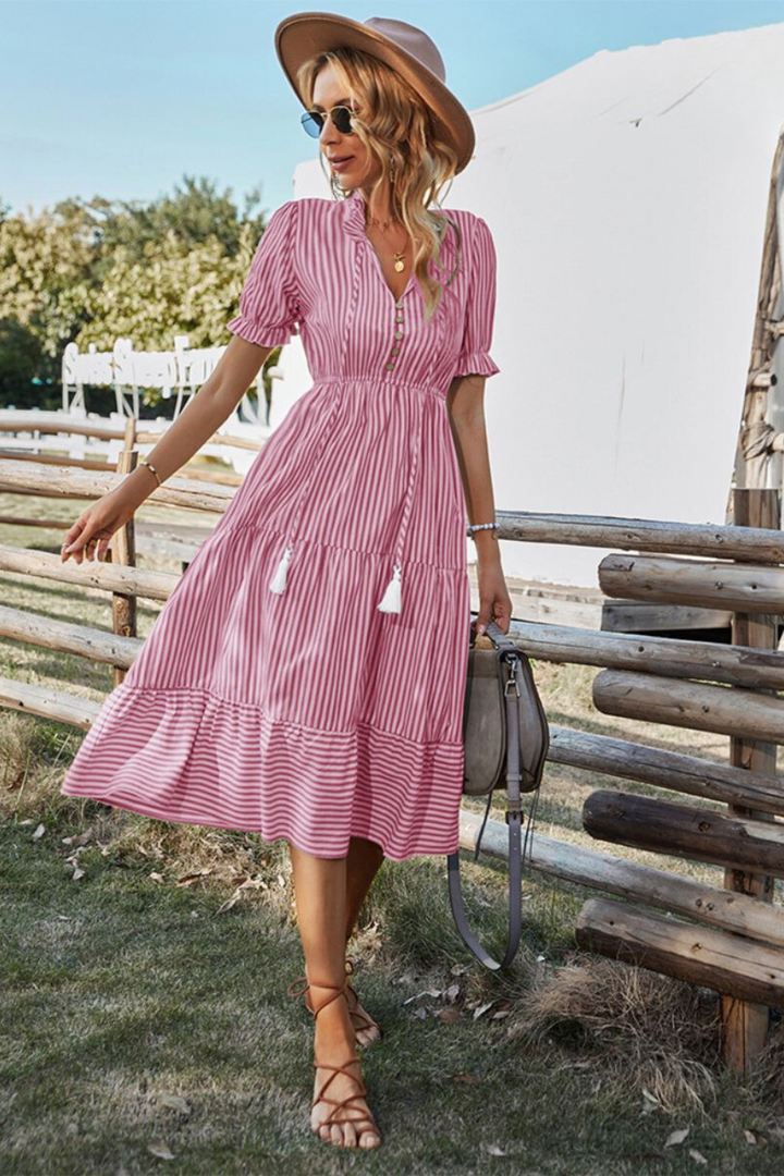 Striped Summer Midi Dress – Amira