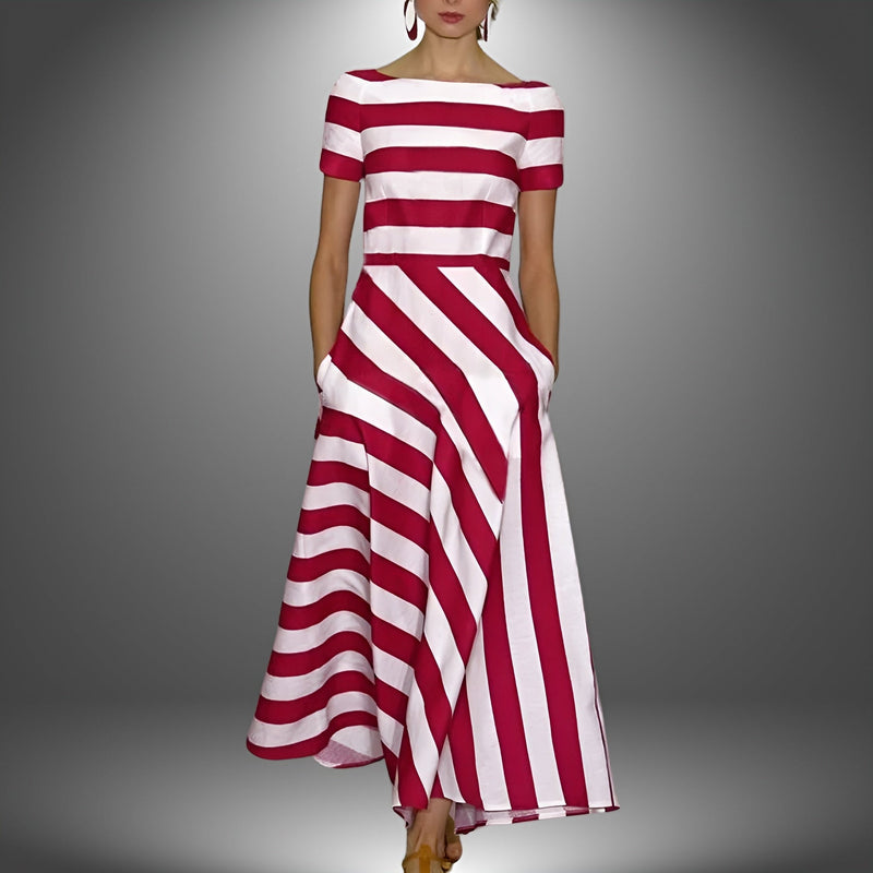 Striped & Stylish Maxi Dress with Short Sleeves – Noemi