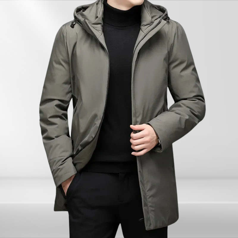 Classic men's hooded jacket with duck down filling – Matteo