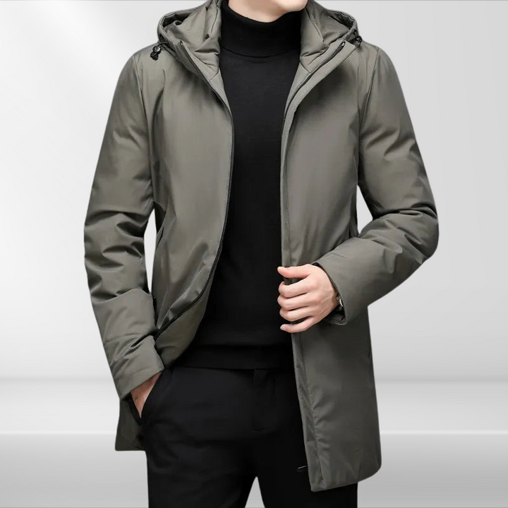 Classic men's hooded jacket with duck down filling – Matteo